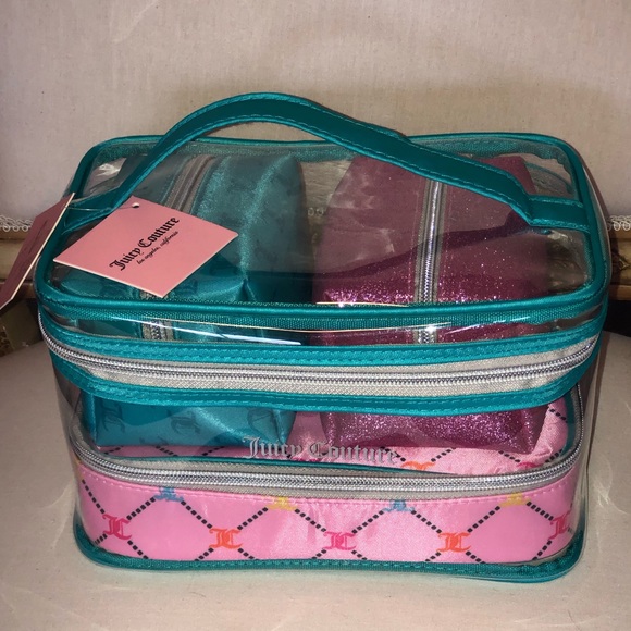 💖NEW💖 Juicy Couture Nested Makeup Cosmetic Train Case 4 Piece Bag Set - Picture 3 of 9